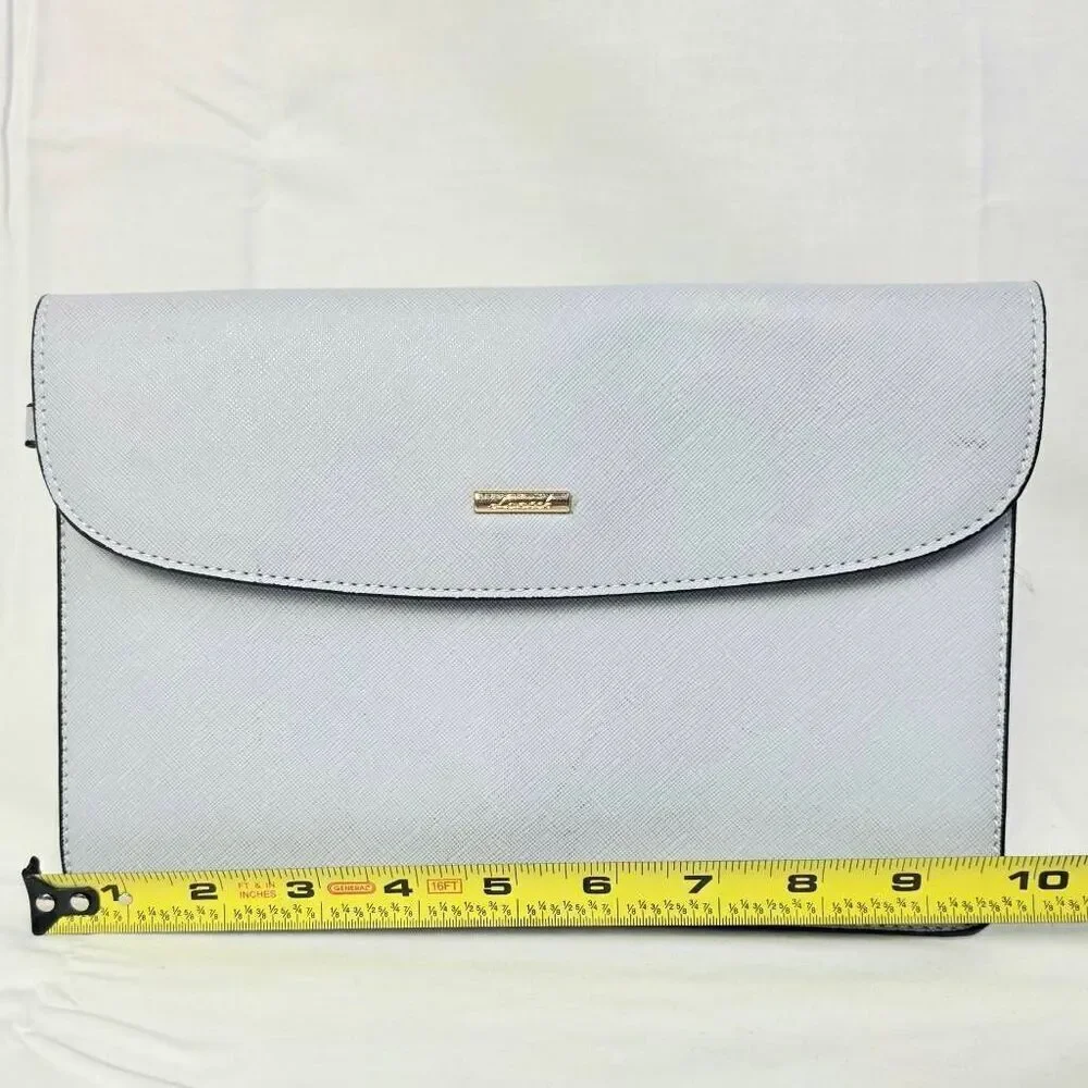 Francesca’s White Faux Leather Clutch Purse 10x7